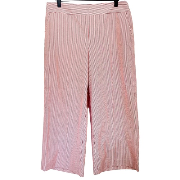 LOFT Wide Leg Crop Pant Pinstripe Side Zipper - Picture 1 of 16